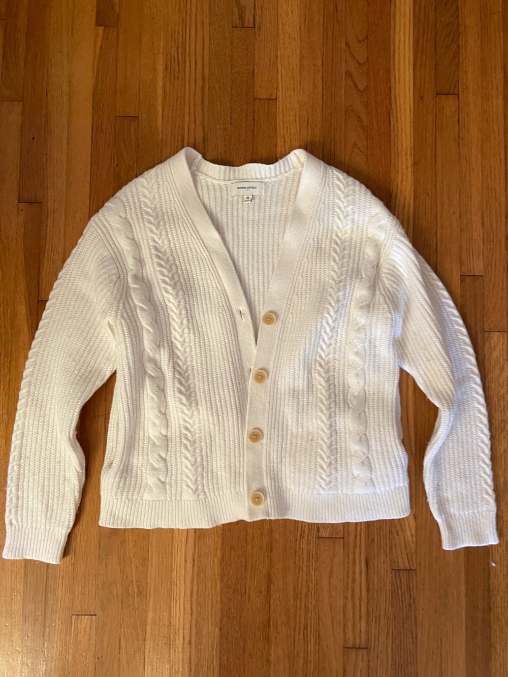Banana Republic Ivory Cable Cardigan Sweater